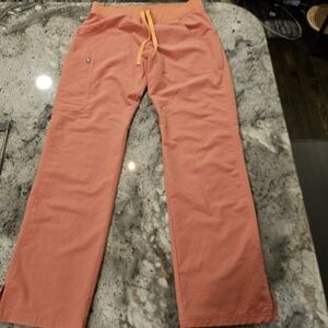 Figs medium peach flare scrub pants